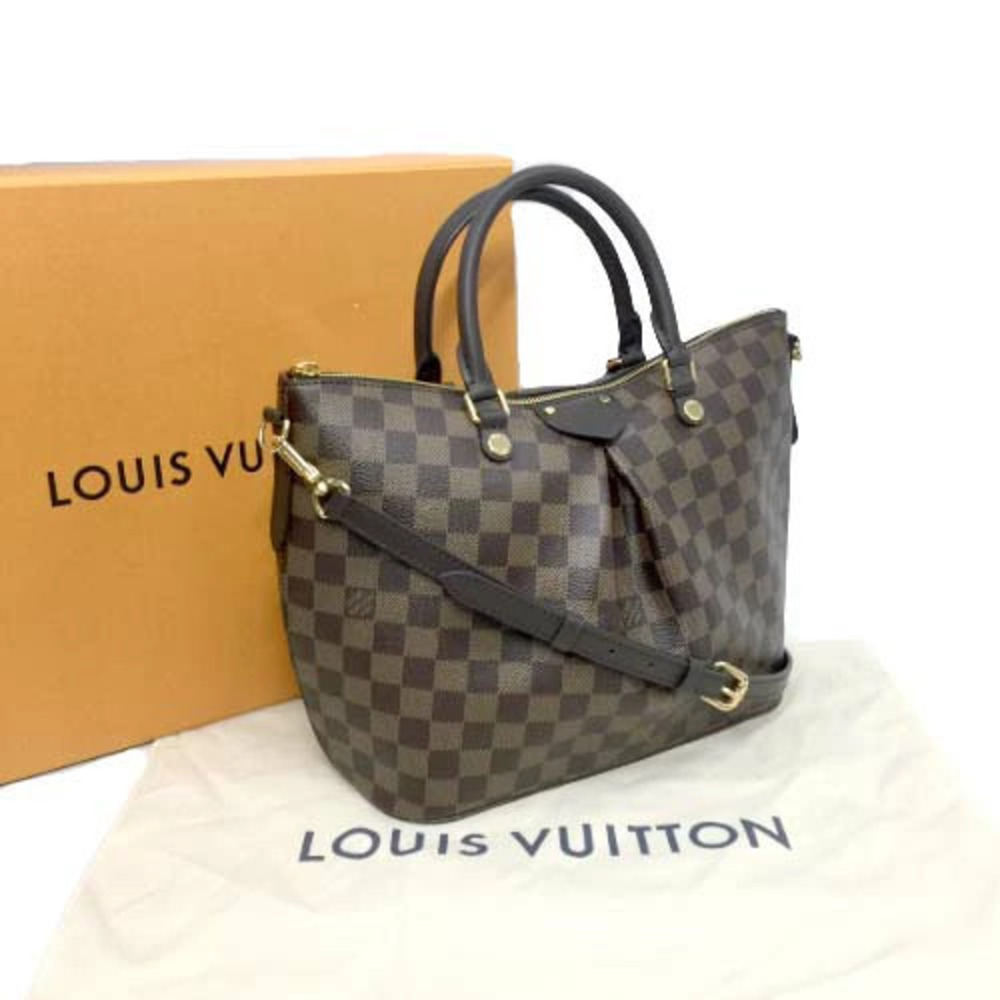 Louis Vuitton Siena Shoulder Bag Handbag Damier Ebene Brown Canvas Brown